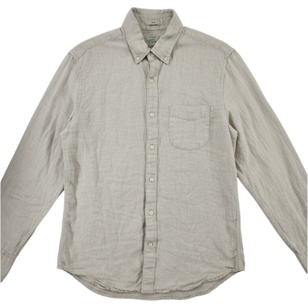 J.Crew Mens Medium Slim Irish Linen Button Down Shirt Beige Tan Long Sleeve